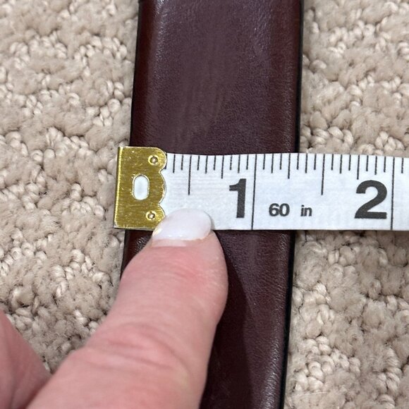 Trafalgar Cameron Leather Dress Belt Mahogany Brown Burnished Size 44 #1101TFR8 - Picture 15 of 15